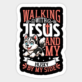 Jesus and dog - Siberian Husky Sticker